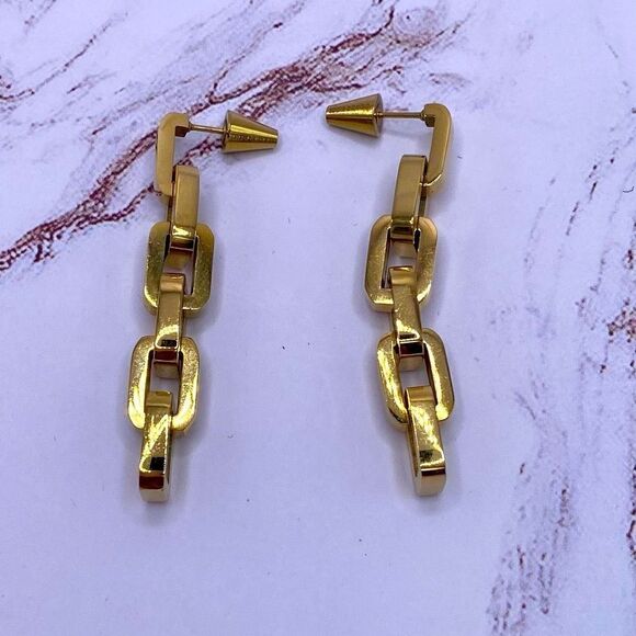 Eddie Borgo Supra Link 12K Gold Link Earrings. New! NWT - Picture 5 of 6